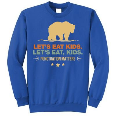 Let's Eat Kids Punctuation Matters Bear Funny Grammar Cool Gift Sweatshirt