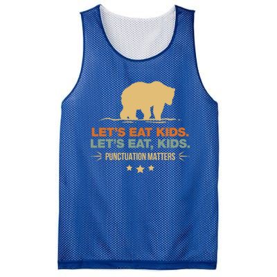 Let's Eat Kids Punctuation Matters Bear Funny Grammar Cool Gift Mesh Reversible Basketball Jersey Tank