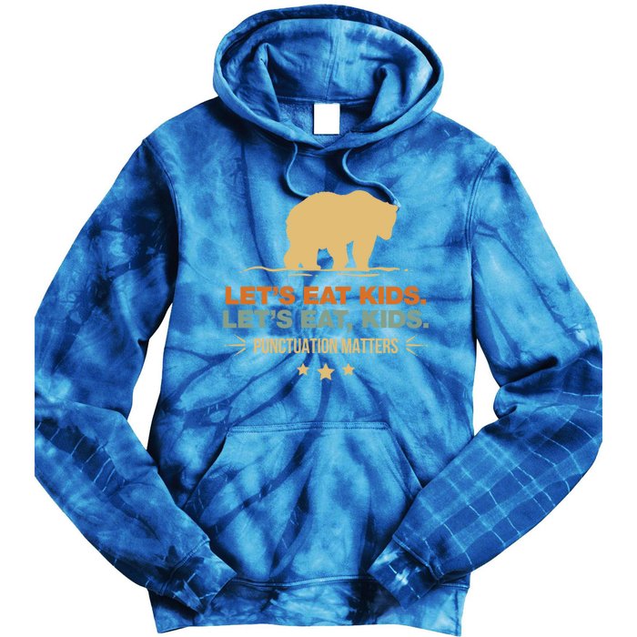 Let's Eat Kids Punctuation Matters Bear Funny Grammar Cool Gift Tie Dye Hoodie