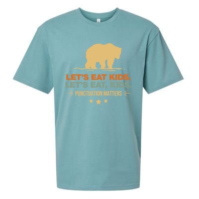 Let's Eat Kids Punctuation Matters Bear Funny Grammar Cool Gift Sueded Cloud Jersey T-Shirt