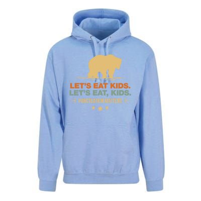 Let's Eat Kids Punctuation Matters Bear Funny Grammar Cool Gift Unisex Surf Hoodie