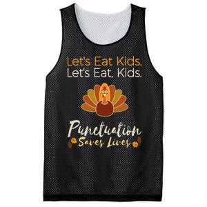 Lets Eat Kids Punctuation Funny Turkey Thanksgiving Teacher Mesh Reversible Basketball Jersey Tank