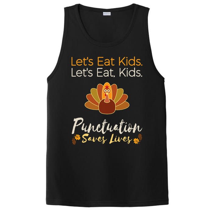 Lets Eat Kids Punctuation Funny Turkey Thanksgiving Teacher PosiCharge Competitor Tank