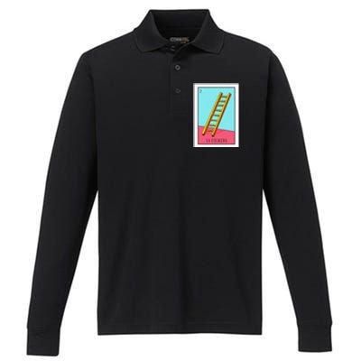 La Escalera Lottery Gift The Ladder Card Mexican Lottery Performance Long Sleeve Polo