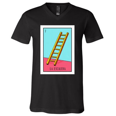 La Escalera Lottery Gift The Ladder Card Mexican Lottery V-Neck T-Shirt