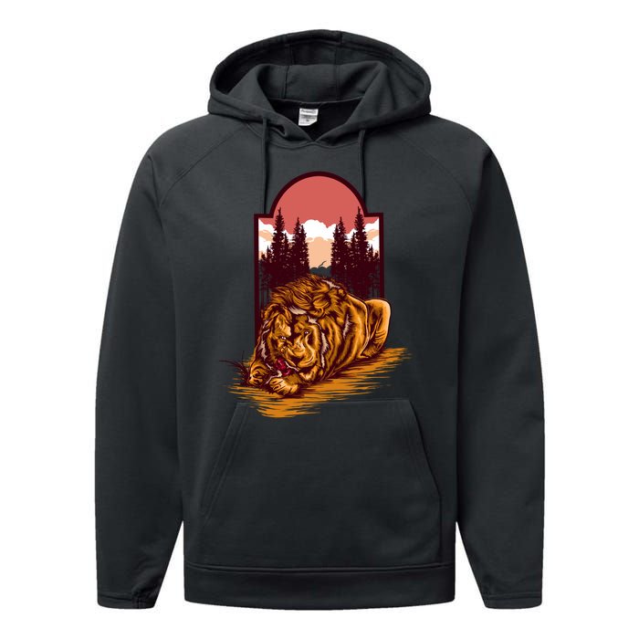 Lion Eating Performance Fleece Hoodie