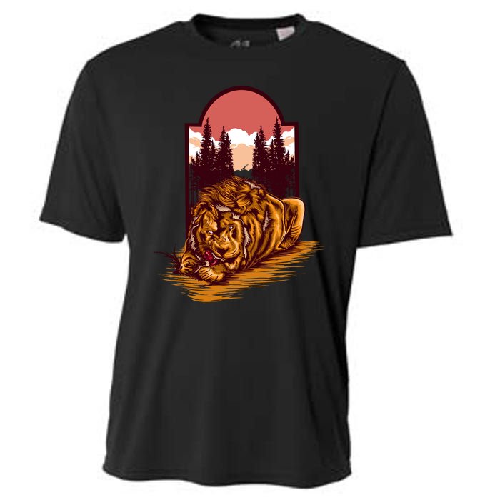 Lion Eating Cooling Performance Crew T-Shirt