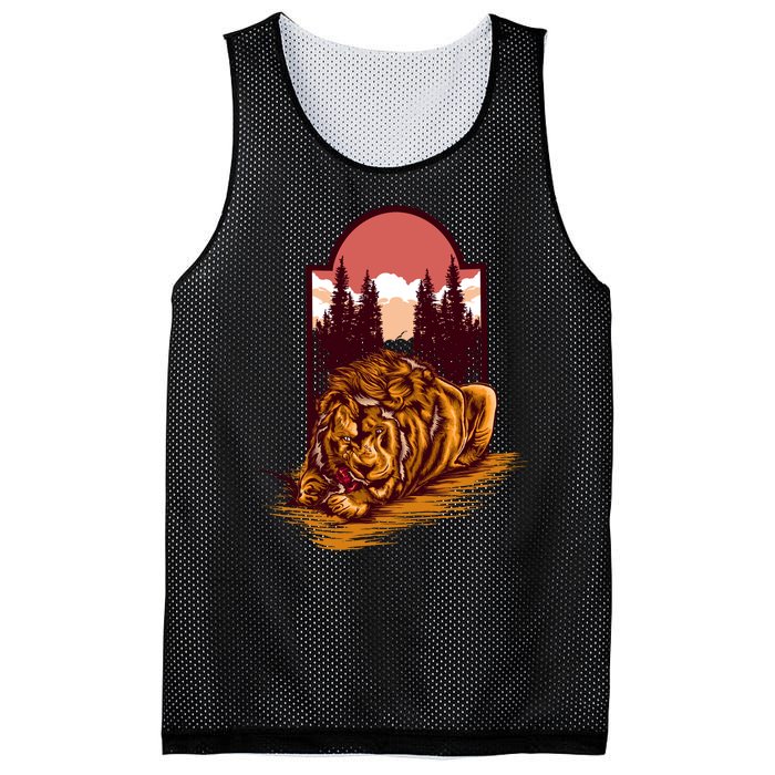 Lion Eating Mesh Reversible Basketball Jersey Tank