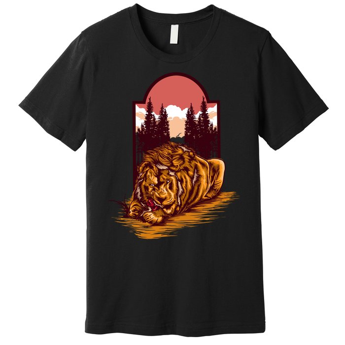 Lion Eating Premium T-Shirt