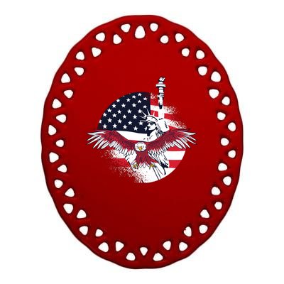 Liberty Eagle Ceramic Oval Ornament