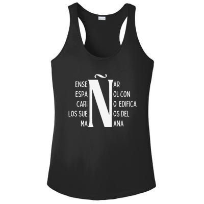 Letra EñE Letter ñ Positive Message For Spanish Teachers Ladies PosiCharge Competitor Racerback Tank