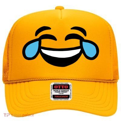 Laugh Emoji High Crown Mesh Back Trucker Hat