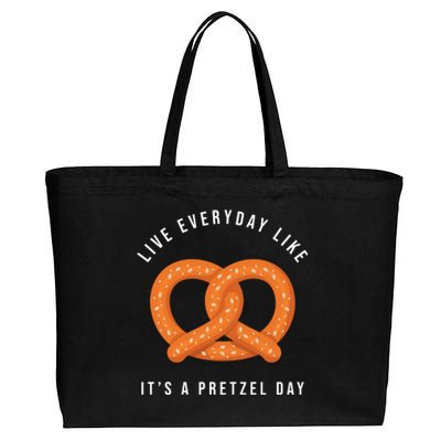 Live Everyday Like It's Pretzel Day Cotton Canvas Jumbo Tote