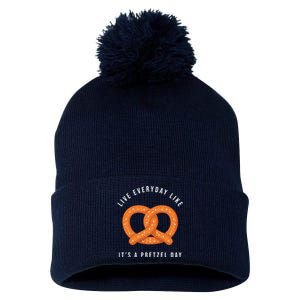 Live Everyday Like It's Pretzel Day Pom Pom 12in Knit Beanie