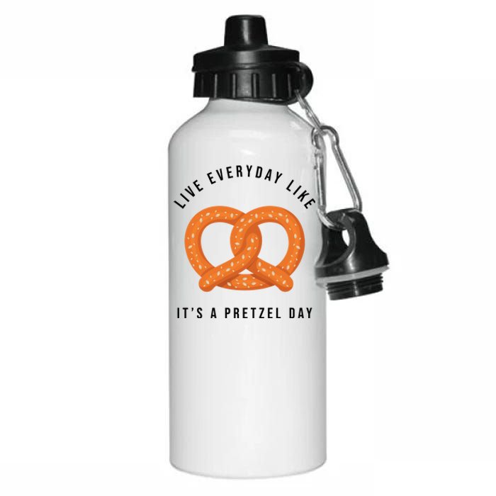 Live Everyday Like It's Pretzel Day Aluminum Water Bottle