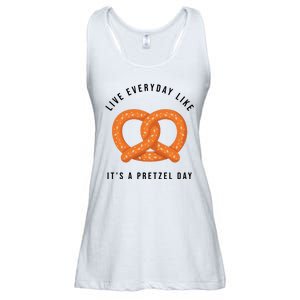 Live Everyday Like It's Pretzel Day Ladies Essential Flowy Tank