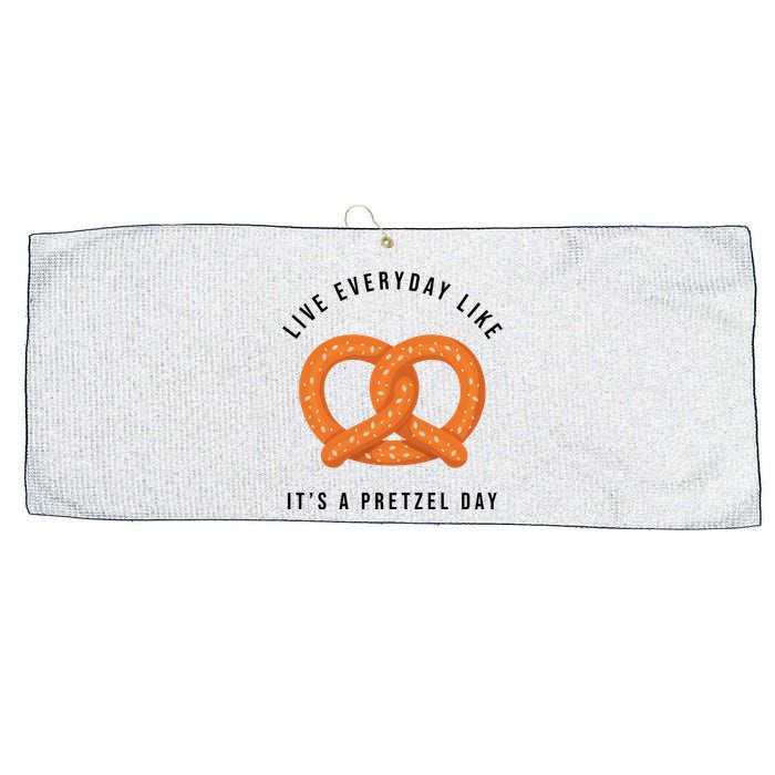 Live Everyday Like It's Pretzel Day Large Microfiber Waffle Golf Towel