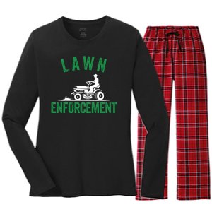 Lawn Enforcement Lawn Aficionado Lawn Care Lover Lawn Pride Lawncare Yardwork Women's Long Sleeve Flannel Pajama Set 