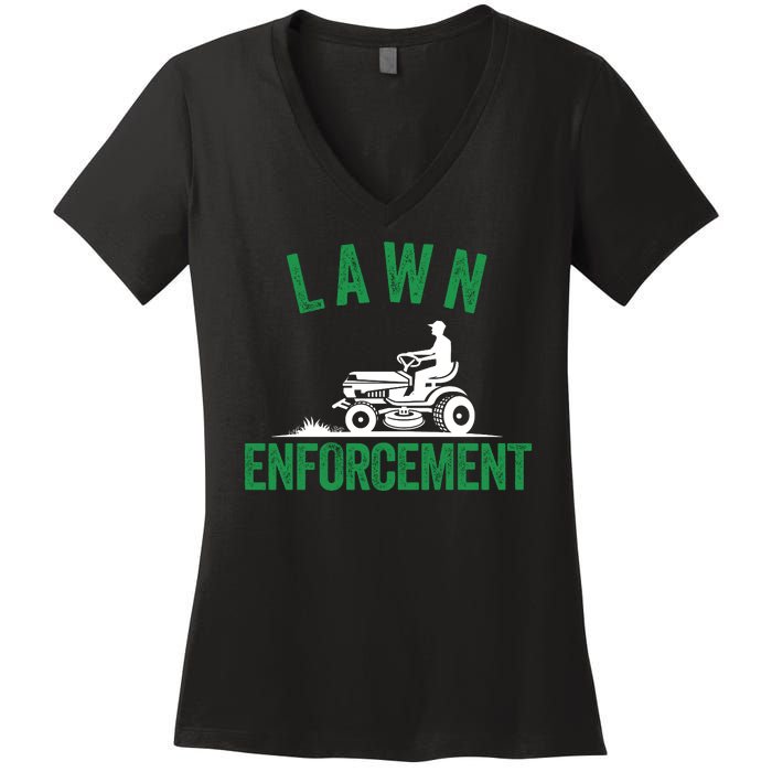 Lawn Enforcement Lawn Aficionado Lawn Care Lover Lawn Pride Lawncare Yardwork Women's V-Neck T-Shirt