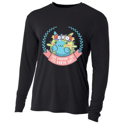 Live Everyday Like It's Earth Day Cute Cooling Performance Long Sleeve Crew