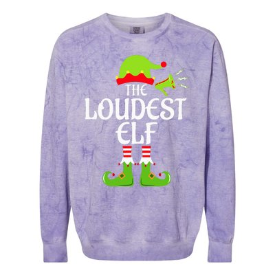 Loudest Elf Matching Family Group Christmas Party Xmas Funny Colorblast Crewneck Sweatshirt