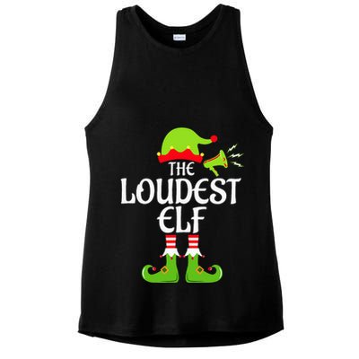Loudest Elf Matching Family Group Christmas Party Xmas Funny Ladies PosiCharge Tri-Blend Wicking Tank