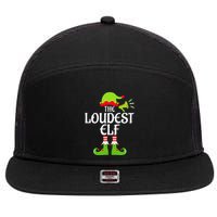 Loudest Elf Matching Family Group Christmas Party Xmas Funny 7 Panel Mesh Trucker Snapback Hat