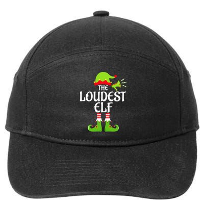 Loudest Elf Matching Family Group Christmas Party Xmas Funny 7-Panel Snapback Hat
