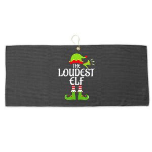 Loudest Elf Matching Family Group Christmas Party Xmas Funny Large Microfiber Waffle Golf Towel