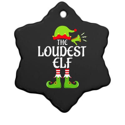 Loudest Elf Matching Family Group Christmas Party Xmas Funny Ceramic Star Ornament