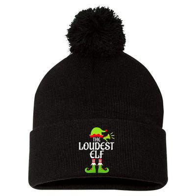 Loudest Elf Matching Family Group Christmas Party Xmas Funny Pom Pom 12in Knit Beanie
