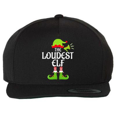 Loudest Elf Matching Family Group Christmas Party Xmas Funny Wool Snapback Cap
