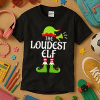 Loudest Elf Matching Family Group Christmas Party Xmas Funny Kids T-Shirt