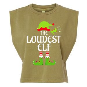 Loudest Elf Matching Family Group Christmas Party Xmas Funny Garment-Dyed Women's Muscle Tee