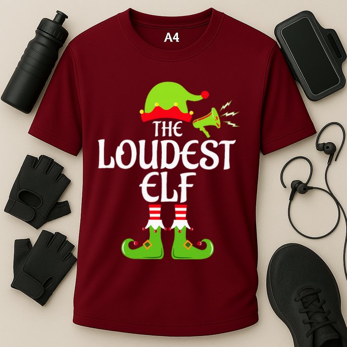 Loudest Elf Matching Family Group Christmas Party Xmas Funny Performance Shirt