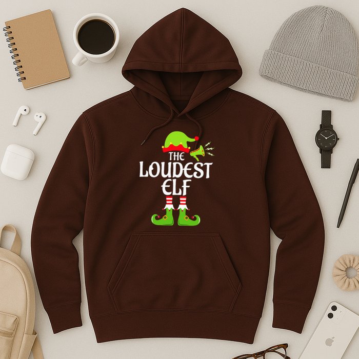 Loudest Elf Matching Family Group Christmas Party Xmas Funny Hoodie