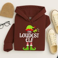 Loudest Elf Matching Family Group Christmas Party Xmas Funny Hoodie