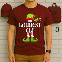 Loudest Elf Matching Family Group Christmas Party Xmas Funny T-Shirt