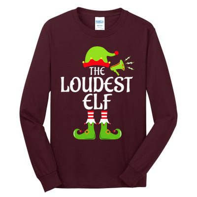 Loudest Elf Matching Family Group Christmas Party Xmas Funny Tall Long Sleeve T-Shirt