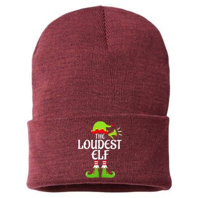 Loudest Elf Matching Family Group Christmas Party Xmas Funny Sustainable Knit Beanie