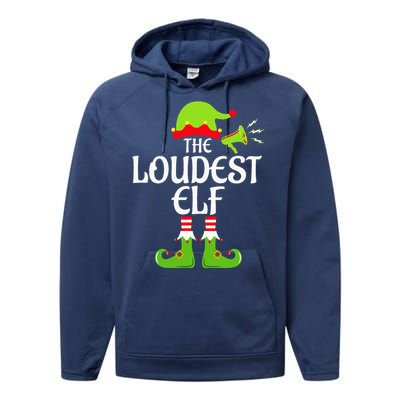 Loudest Elf Matching Family Group Christmas Party Xmas Funny Performance Fleece Hoodie