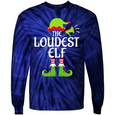 Loudest Elf Matching Family Group Christmas Party Xmas Funny Tie-Dye Long Sleeve Shirt