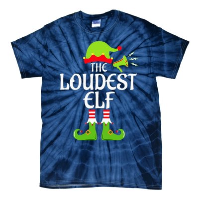 Loudest Elf Matching Family Group Christmas Party Xmas Funny Tie-Dye T-Shirt