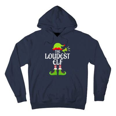 Loudest Elf Matching Family Group Christmas Party Xmas Funny Tall Hoodie