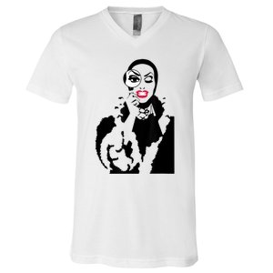 Little Edie Monsoon Drag Queen Race Graphic V-Neck T-Shirt