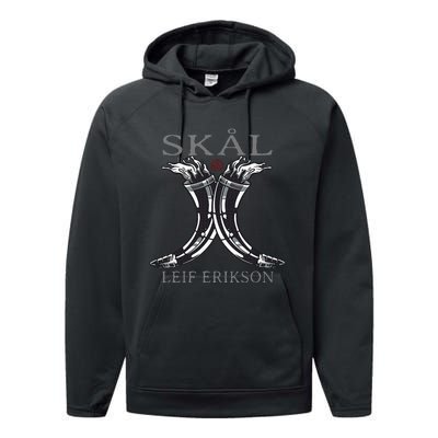 Leif Erikson Mead Horns SkåL Viking For Norseman Performance Fleece Hoodie