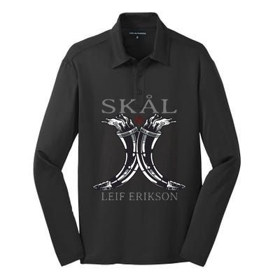 Leif Erikson Mead Horns SkåL Viking For Norseman Silk Touch Performance Long Sleeve Polo