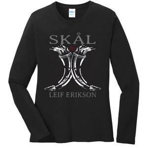 Leif Erikson Mead Horns SkåL Viking For Norseman Ladies Long Sleeve Shirt