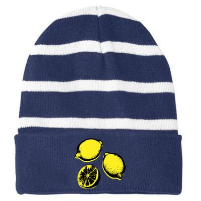 Lemon Striped Beanie with Solid Band