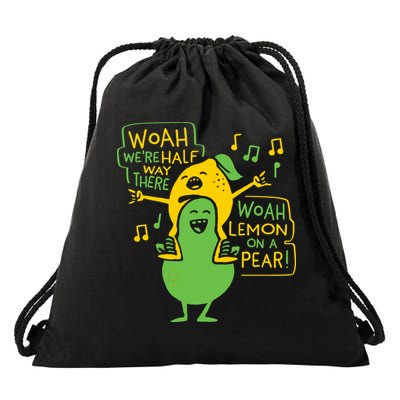 Lemon On A Pear Drawstring Bag